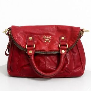 Red Leather Satchel for Women